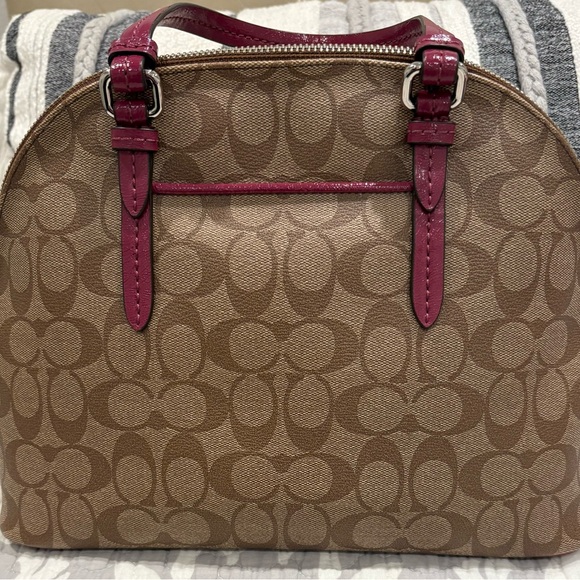 Coach Tan and Pink Signature Satchel - Picture 2 of 8